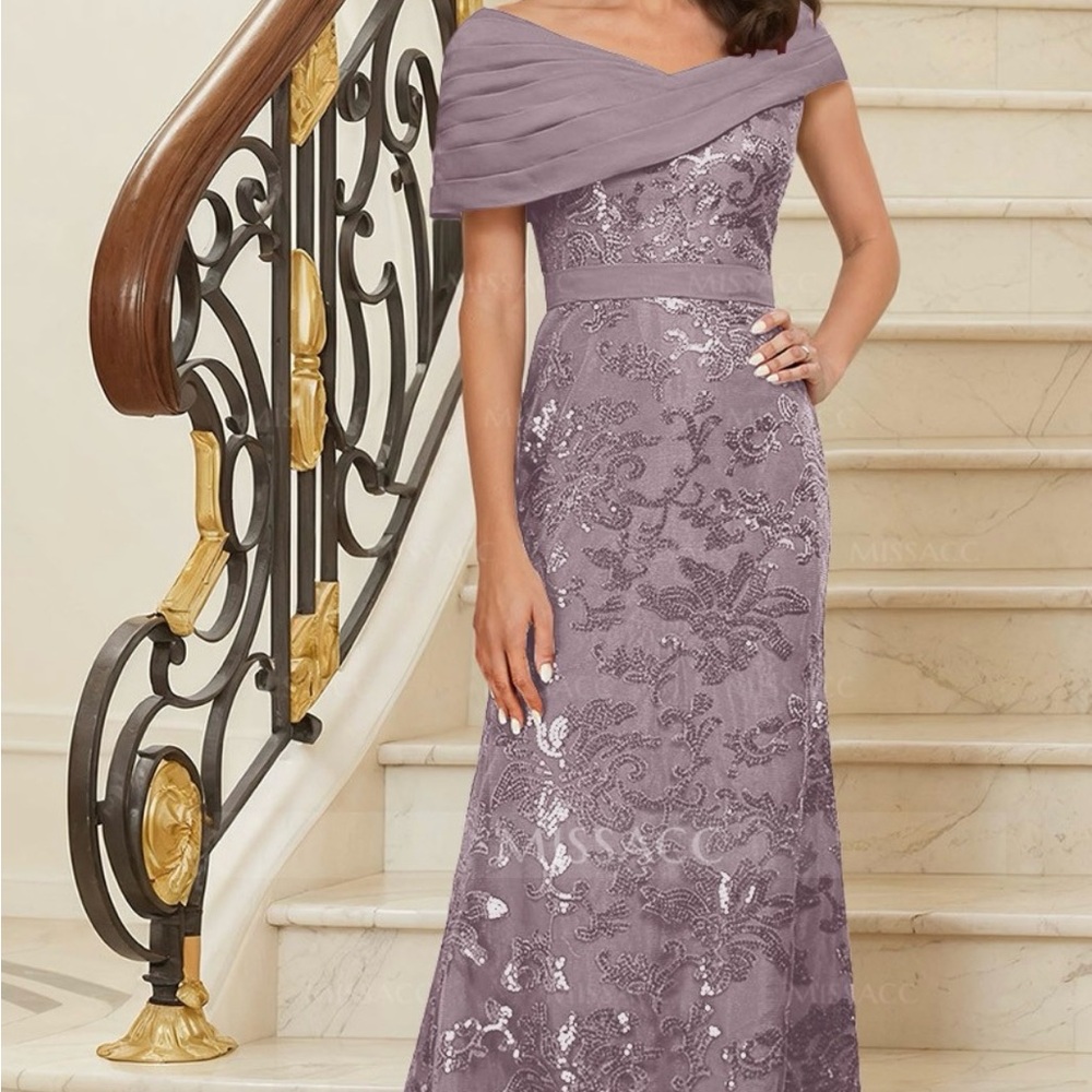 Missacc Elegant Mauve Off-Shoulder Maxi Dress